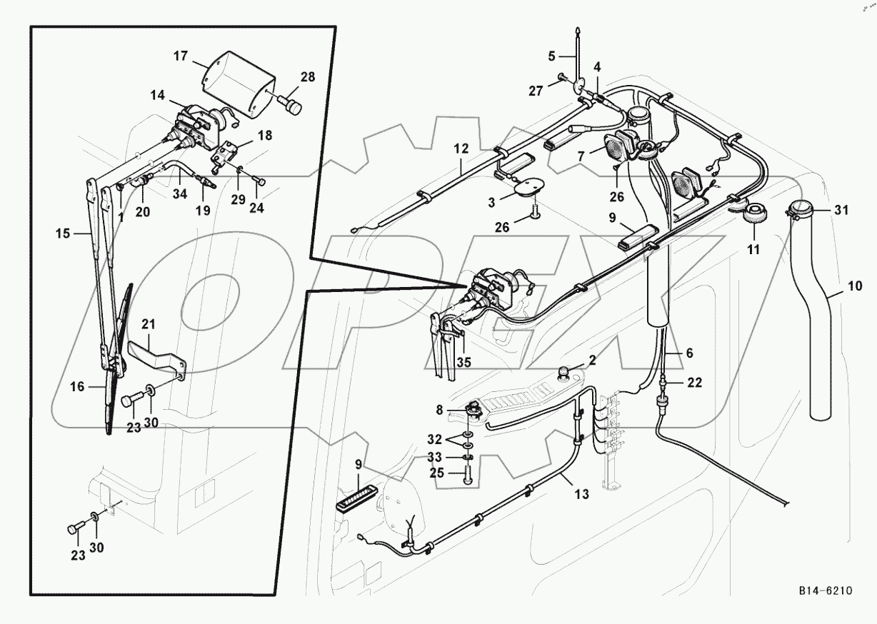  Cable wiring harness, cabin