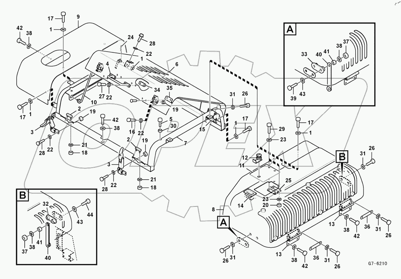  Canopy frame, lid and hood