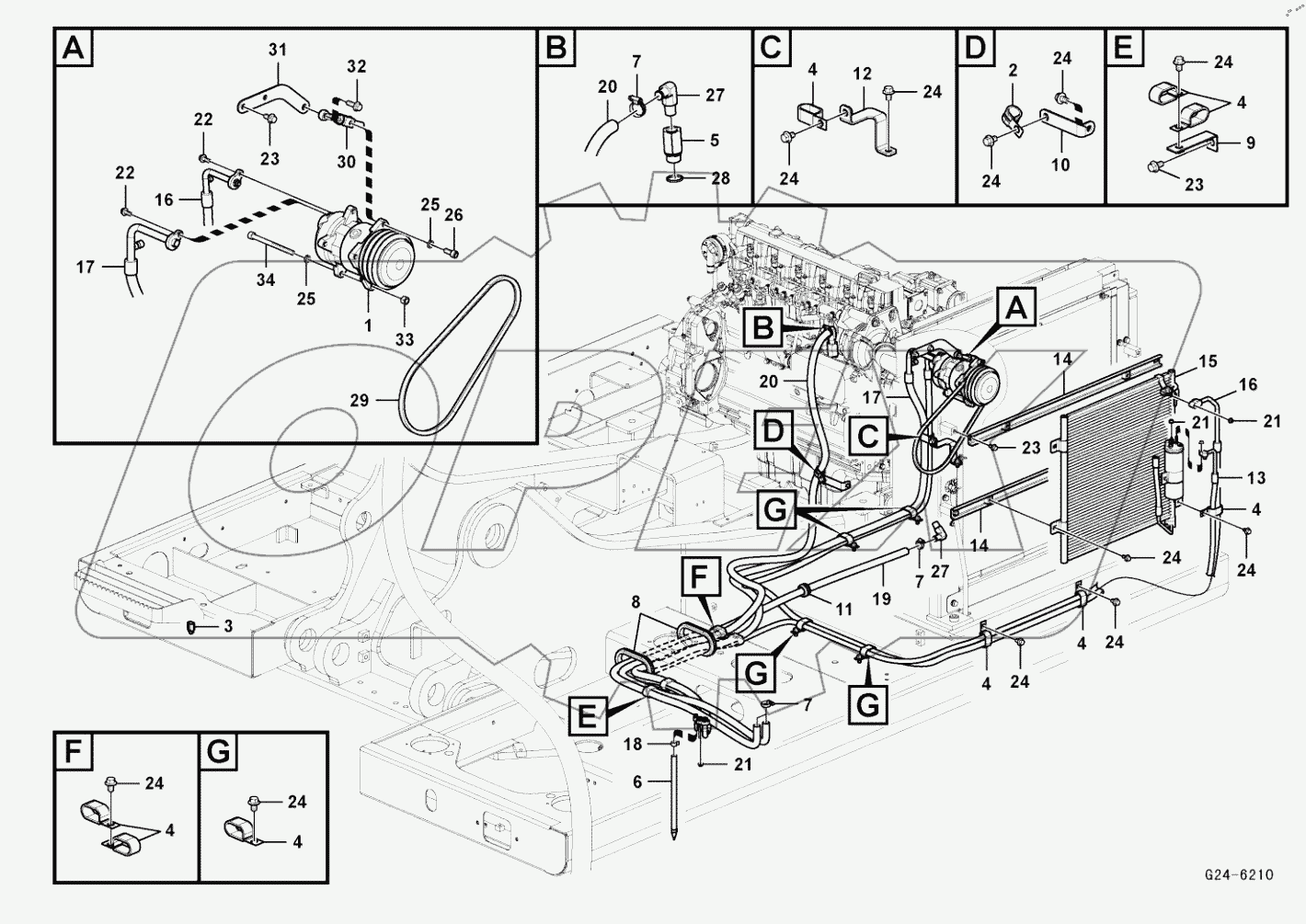  Air conditioning, cooler and heater piping
