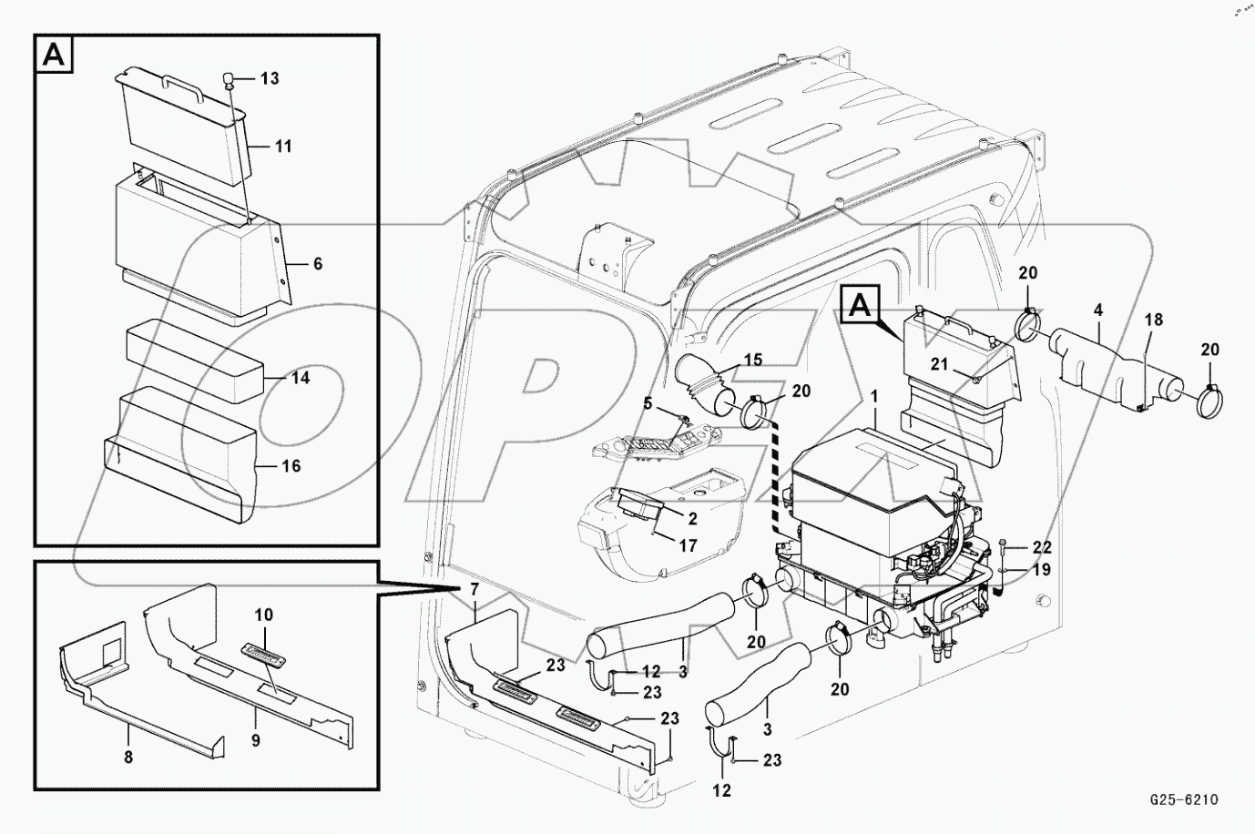  Cabin air duct and cabin floor