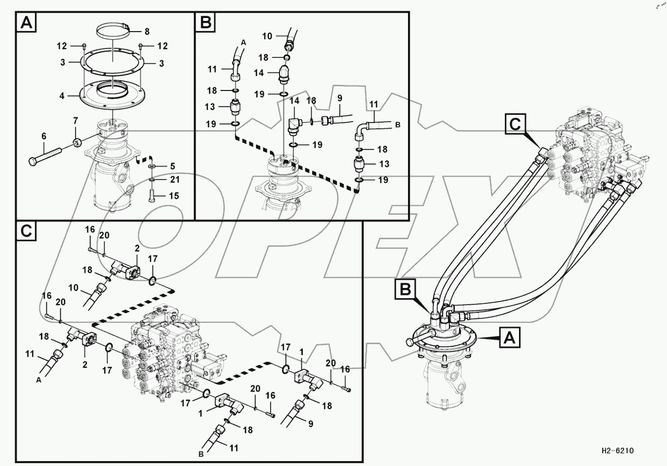  Swivel joint line, control valve to swivel joint