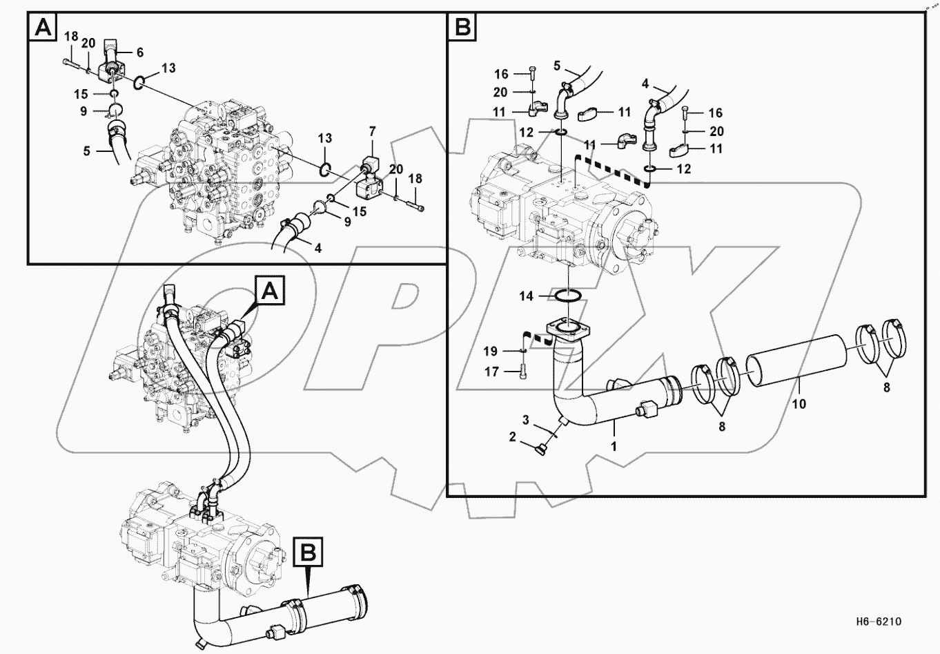  Hydraulic system, hydraulic tank to hydraulic pump