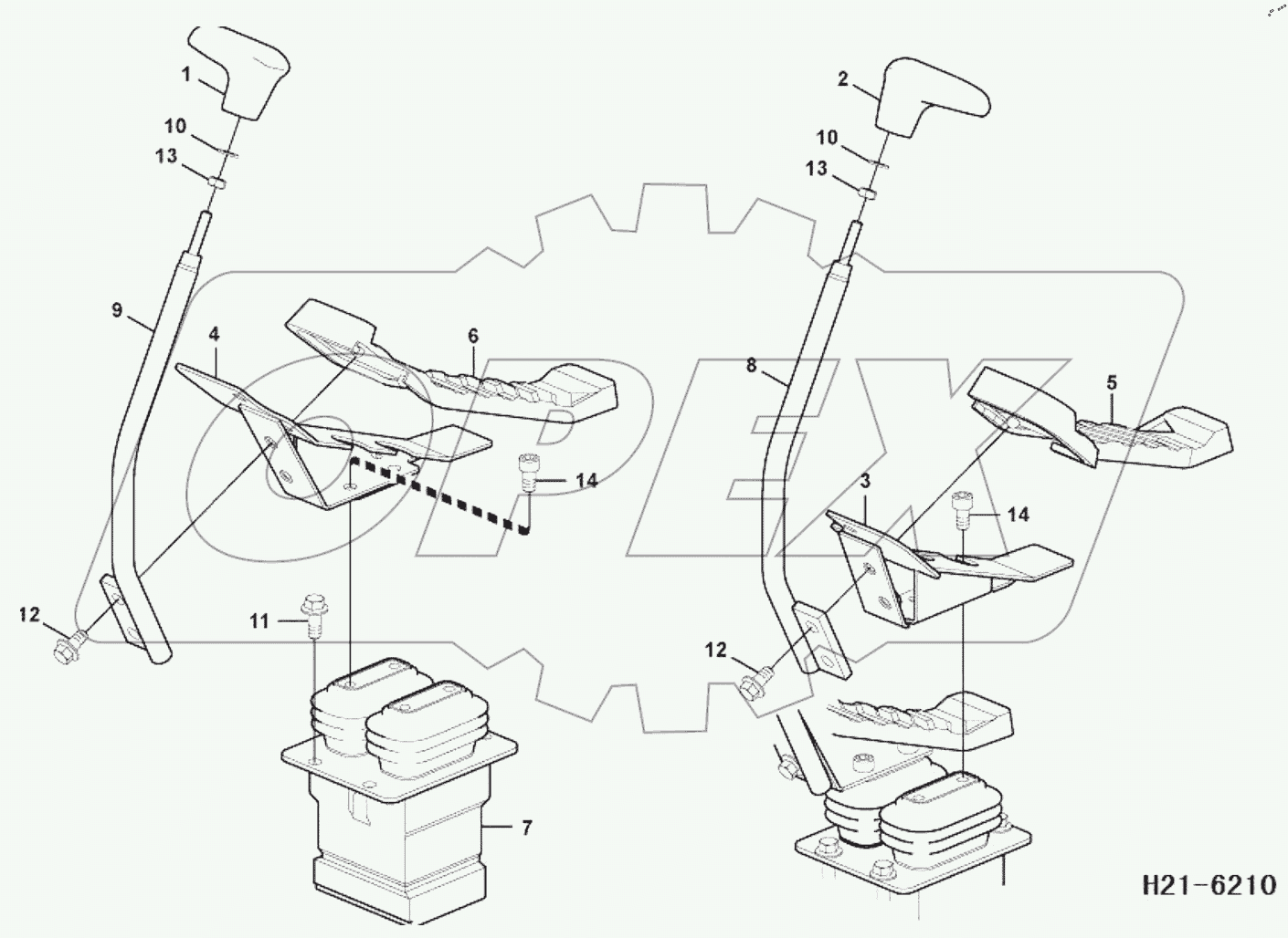  Remote control valve pedal with fittings
