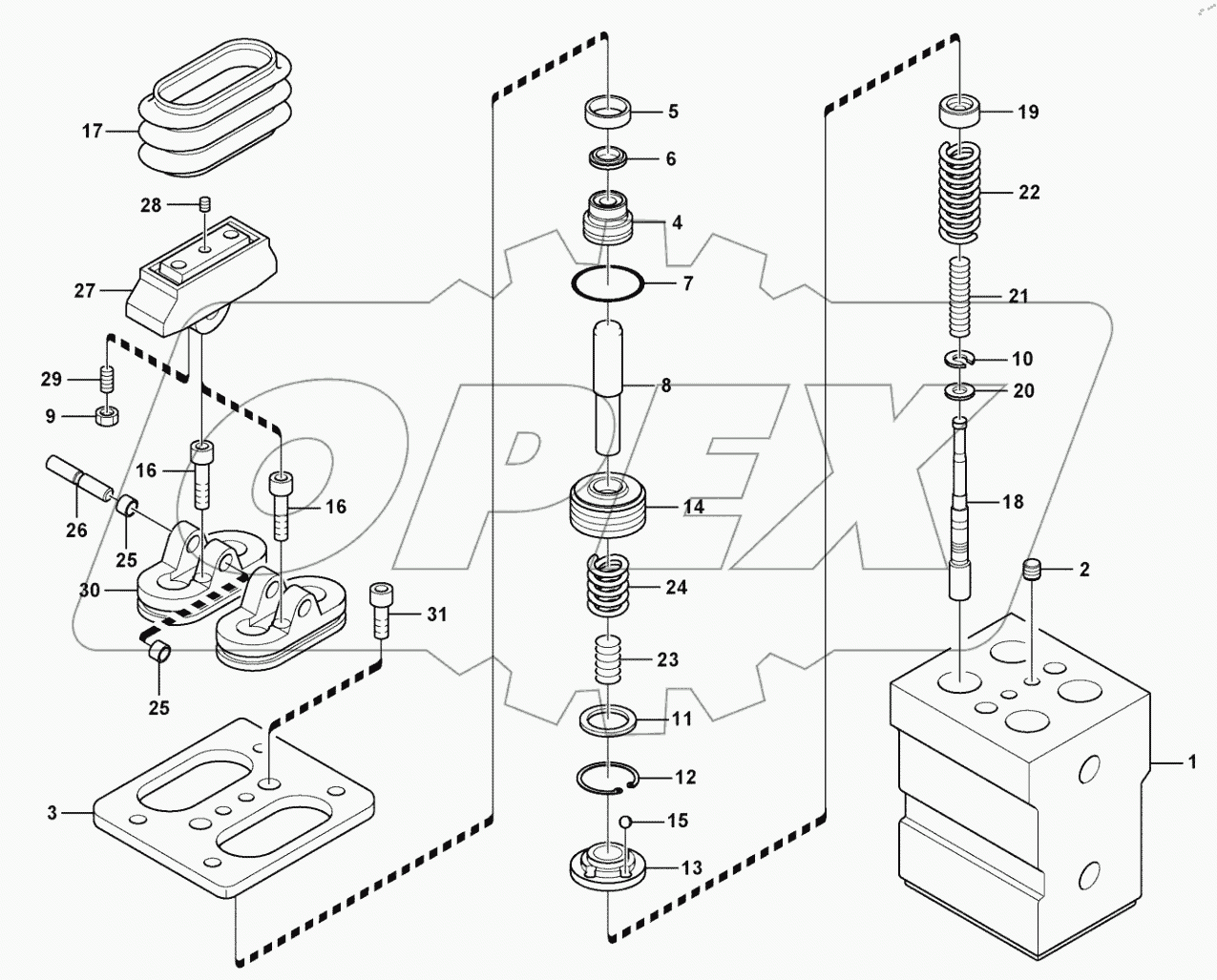  Remote control valve pedal, travel motor