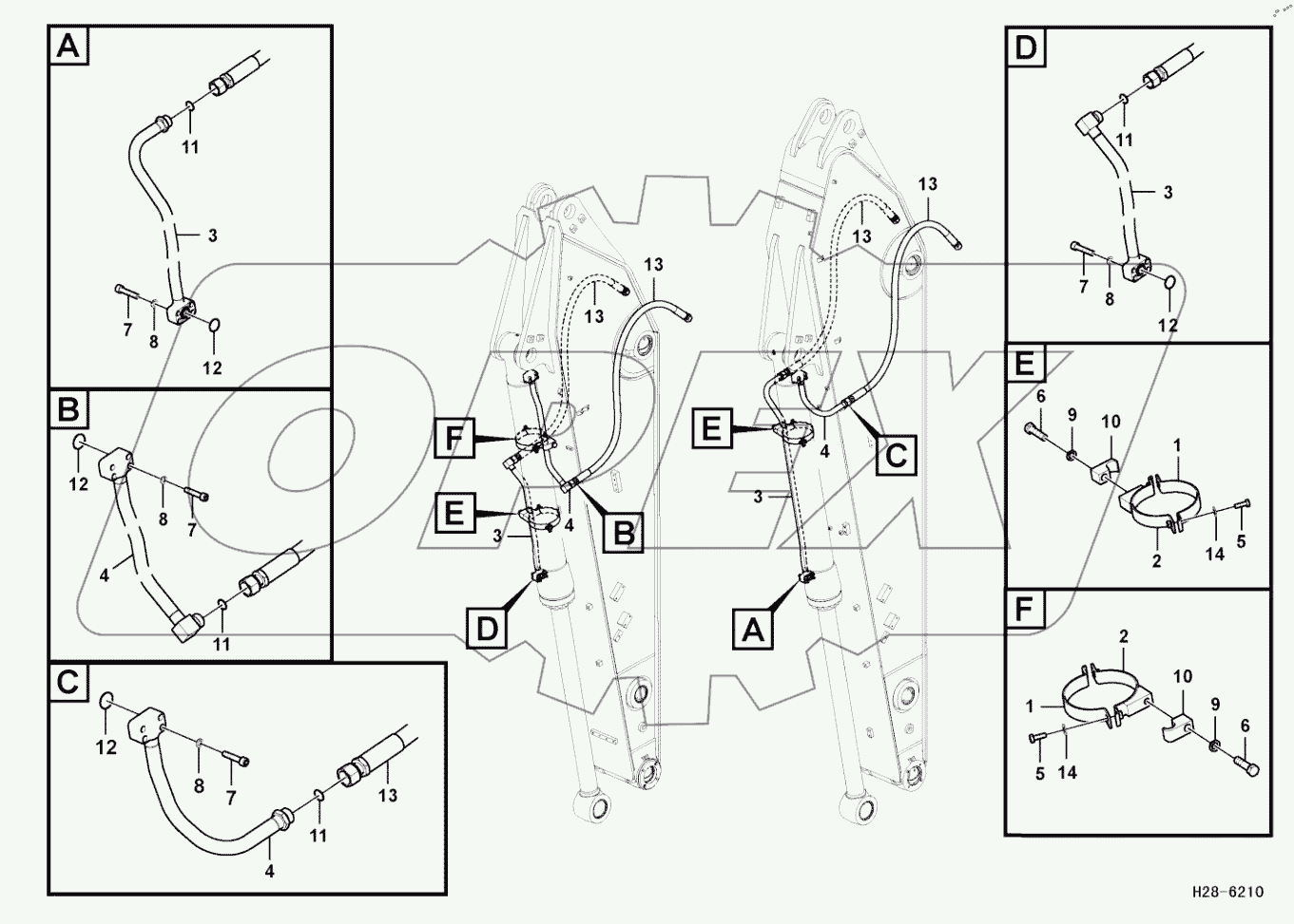  Working hydraulics, bucket cylinder on arm