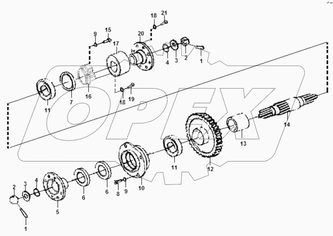  Детали выходного вала (370710);Output shaft part