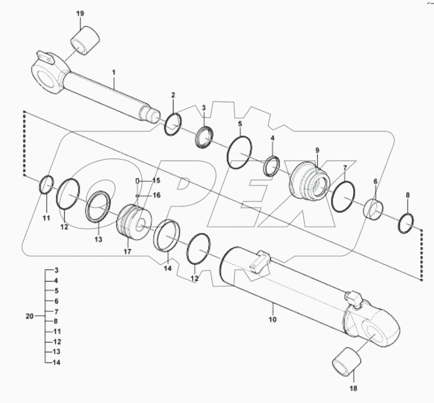  Узел наклонного цилиндра;Tilt cylinder assembly