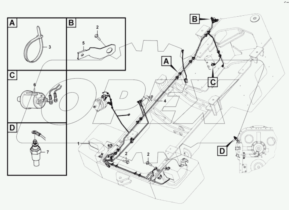  Электрическая система задней рамы;Rear frame electric assembly
