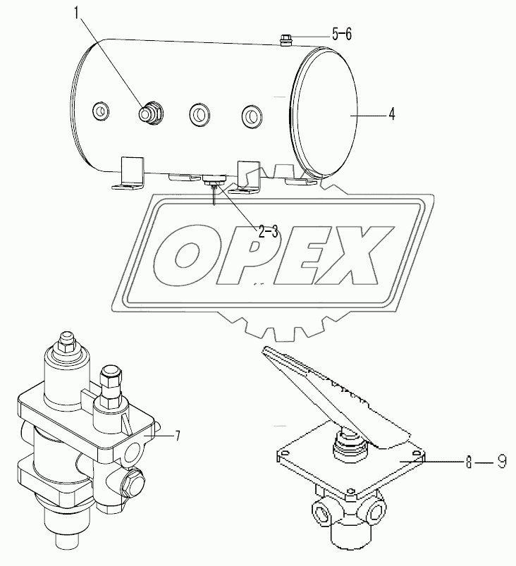 LG9180J2 Gas tank, brake valve, water separator