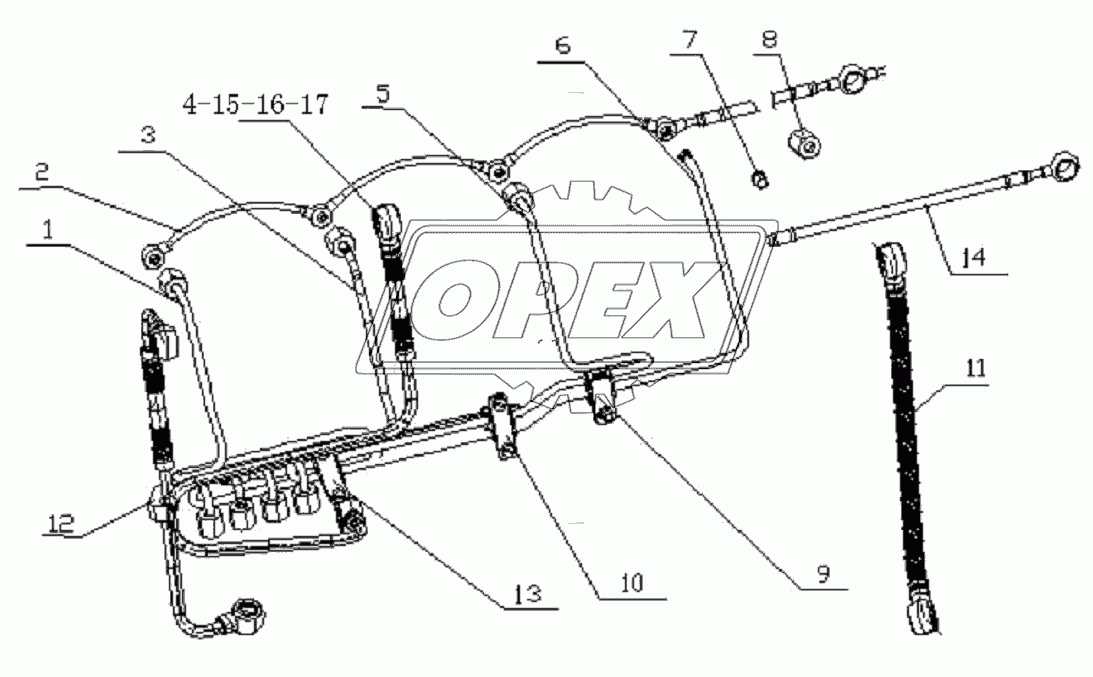 FUEL SUPPLY SYSTEM PIPELINE ASSEMBLY D7019-1104000/12