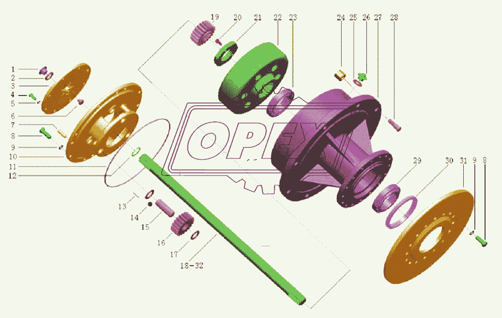 HEEL-END REDUCTOR ASSEMBLY (FRONT AXLE)