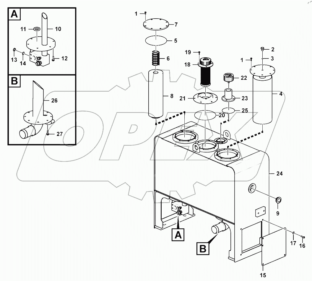  Hydraulic fluid tank assembly