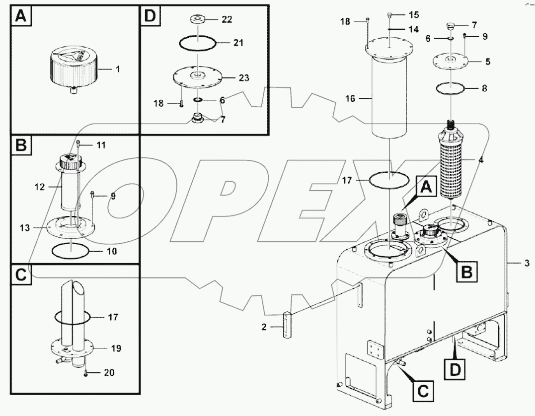  Hydraulic fluid tank assembly