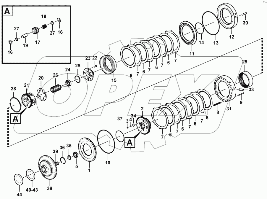  Shaft and clutch assembly