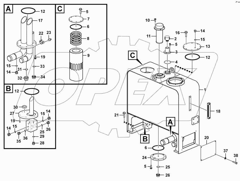 Hydraulic fluid tank system