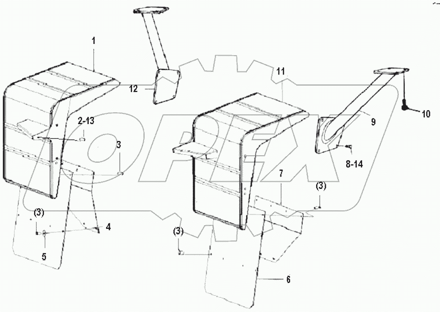 LAMP FRAME AND FRONT FENDER