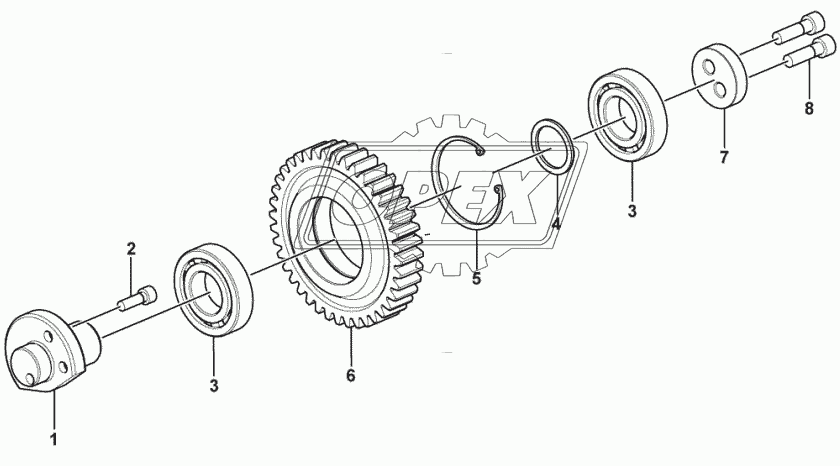 Intermediate gear for power take-off