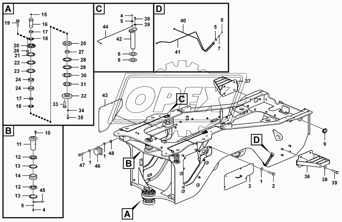 Rear frame and accessories