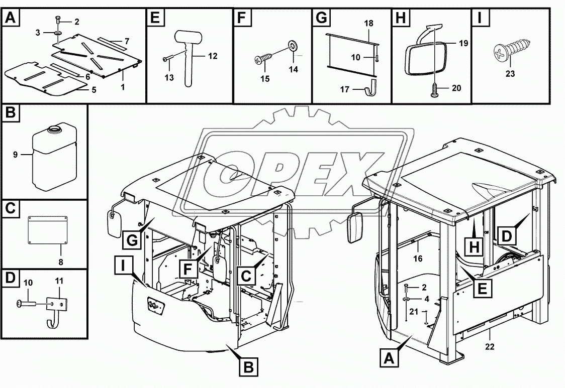 Cab inner parts assembly