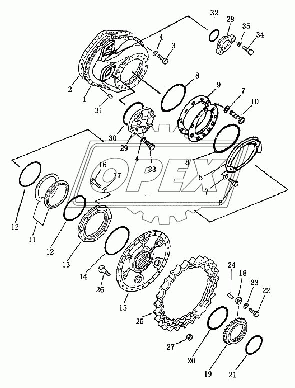 Кожух бортового редуктора, колесо ведущее (SD16L)