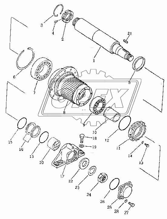Вал и втулка бортового редуктора (SD16L)