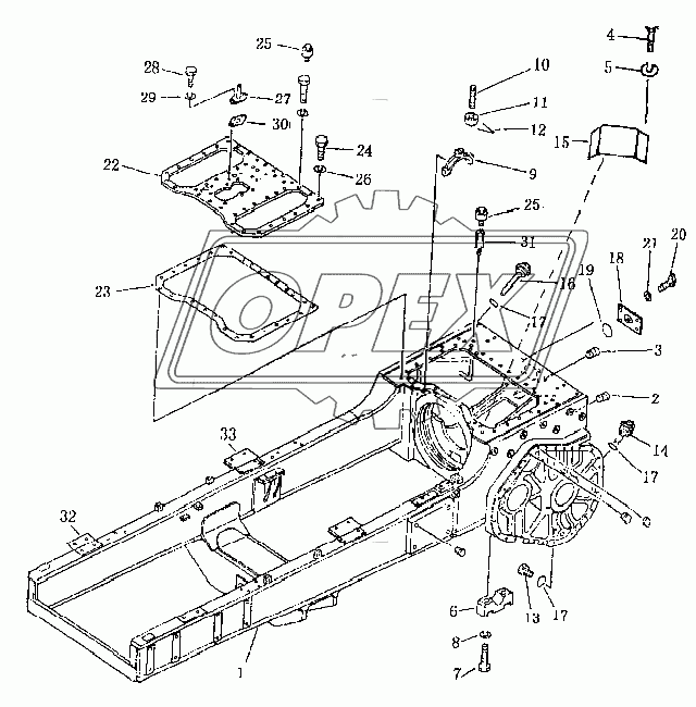 Картер рулевого механизма и рама шасси (SD16, SD16E)