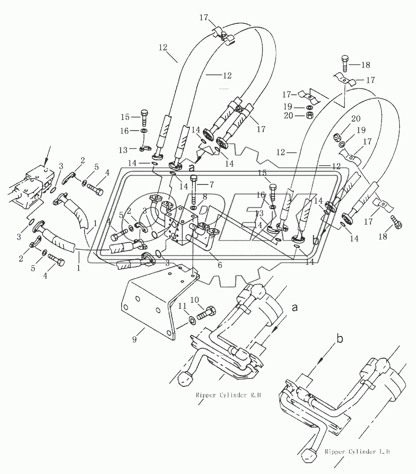 THREE SHANK RIPPER PIPING