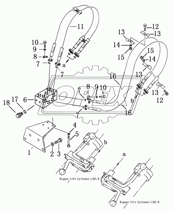 SINGLE SHANK RIPPER PIPING