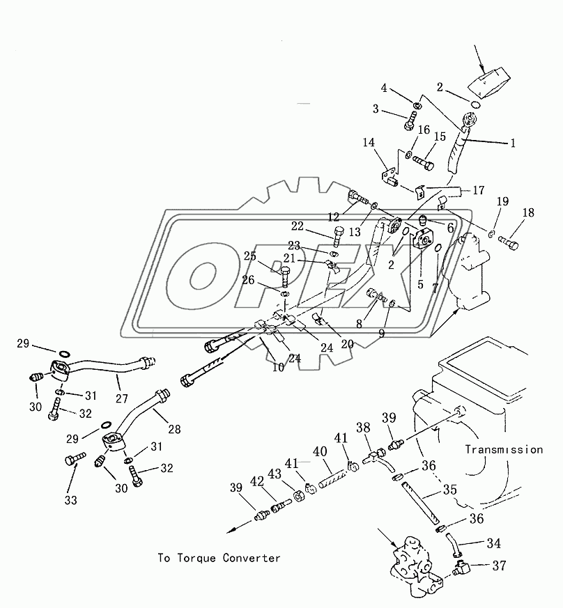 TOROUE CONVERTER AND OIL COOLER PIPING