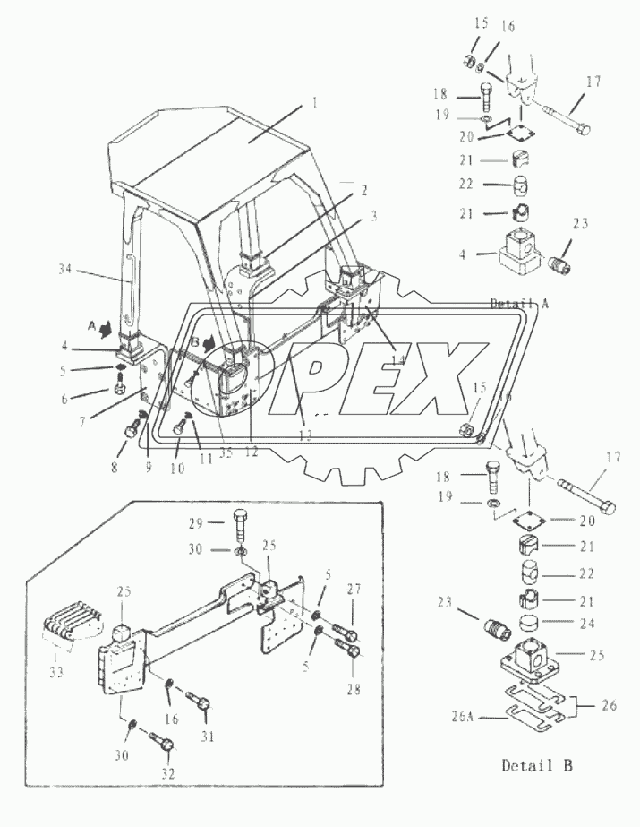ROLL OVER PROTECTIVE STRUCTURE BRACKET