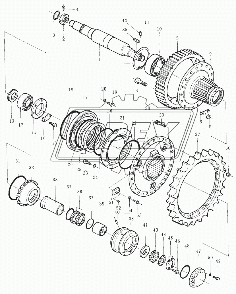 FINAL DRIVE GEAR SHAFT AND SPROCKET