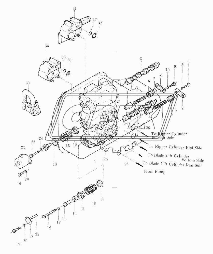 BLADE LIFT AND RIPPER CONTROL VALVE