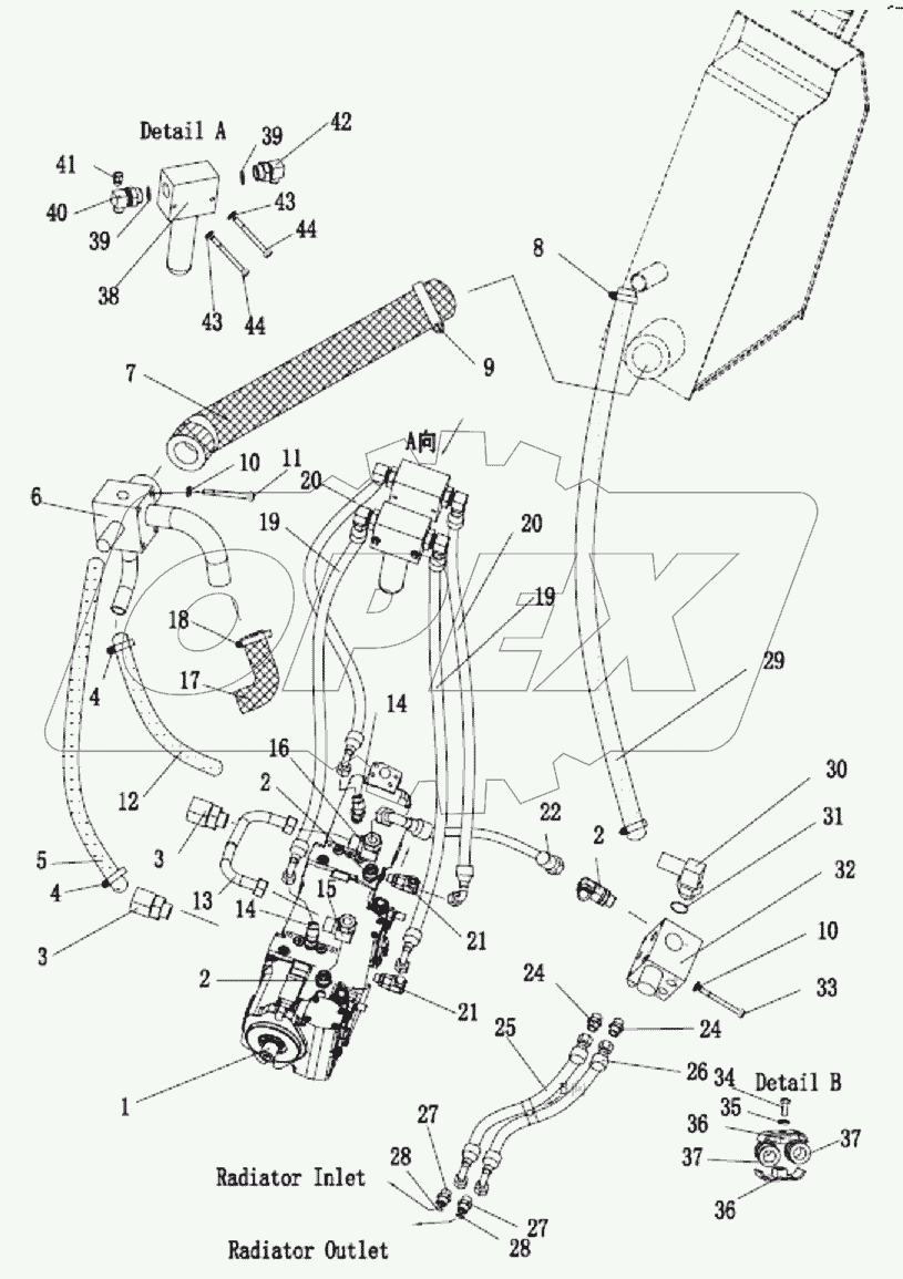 TRAVELING HYDRAULIC PIPING ASSY
