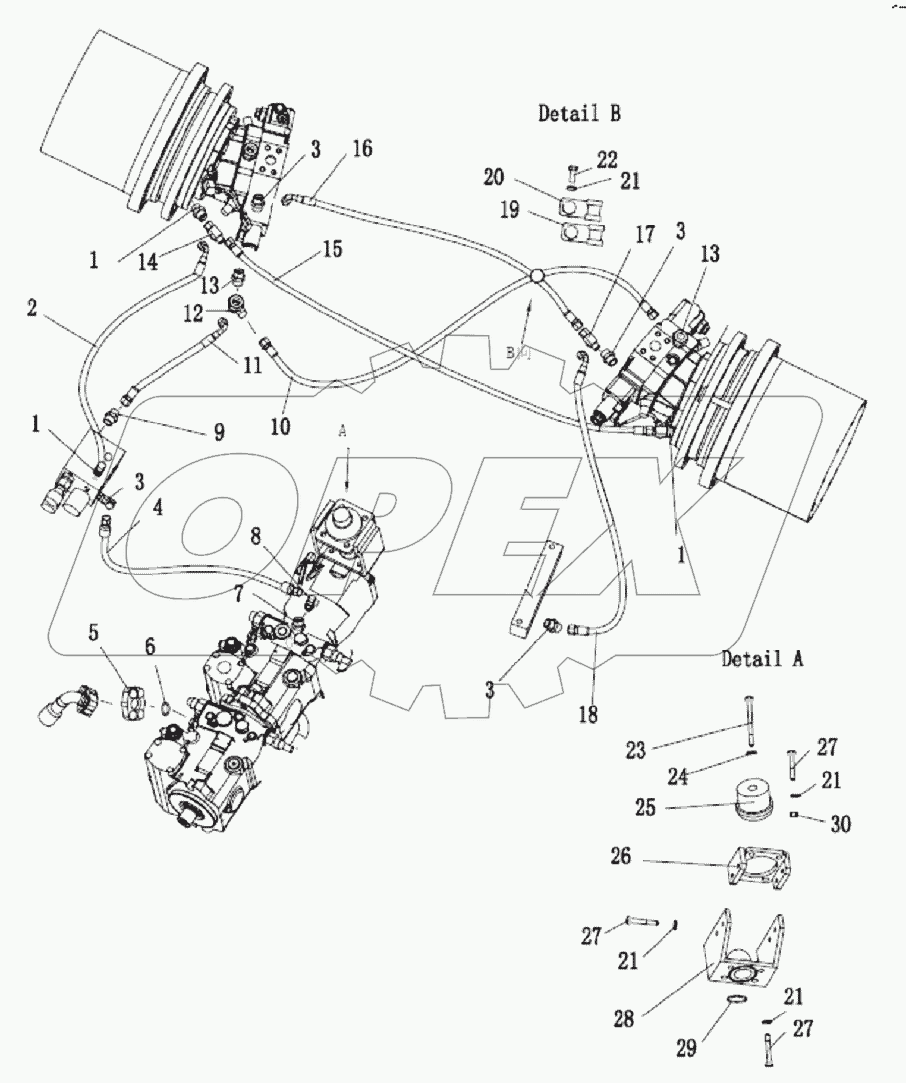 TRAVELING HYDRAULIC PIPING ASSY