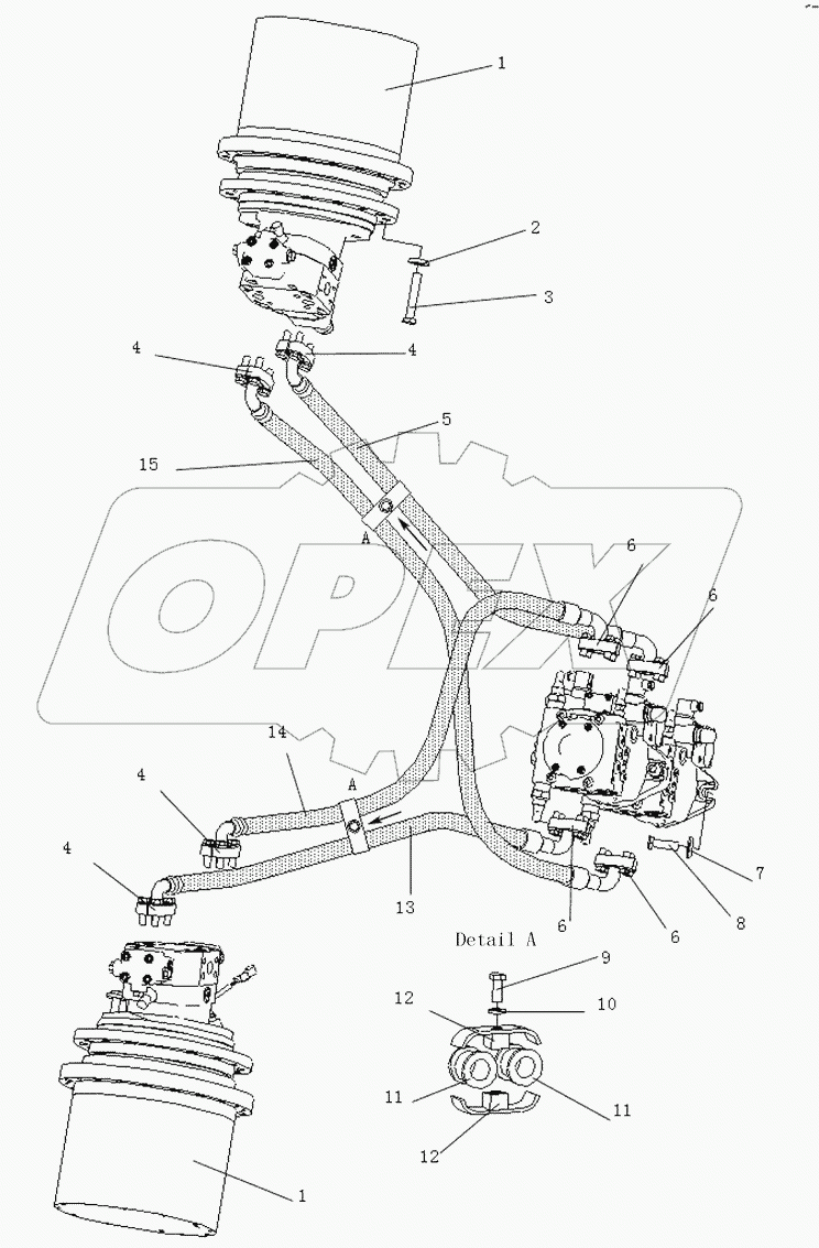 TRAVELING HYDRAULIC PIPING ASSY