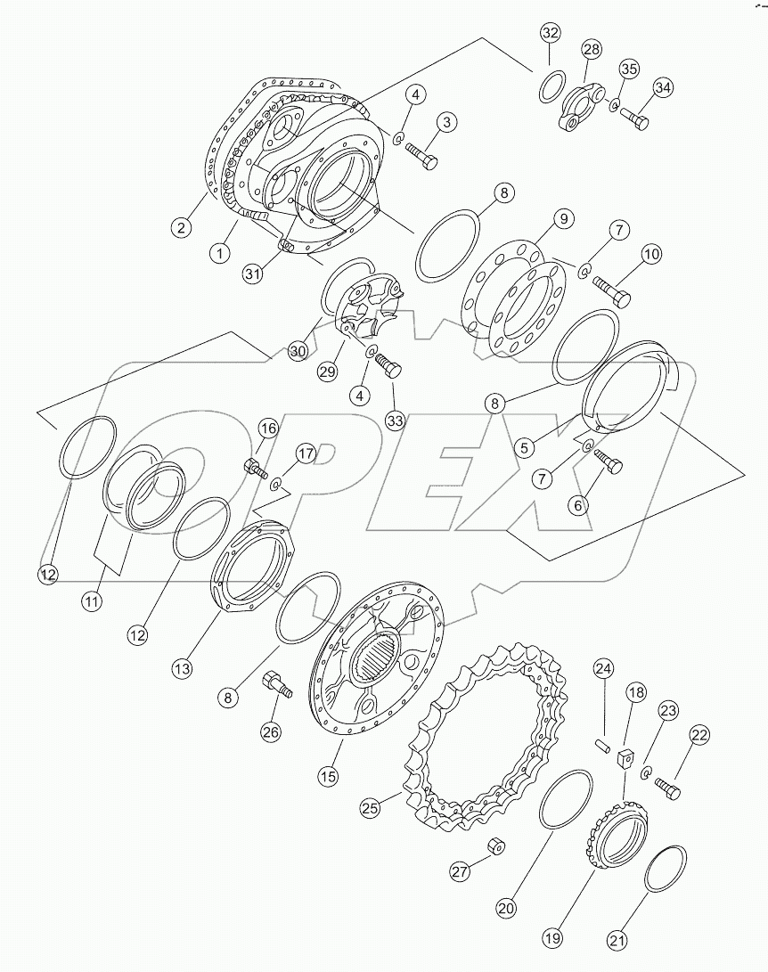  FINAL DRIVE CASE AND SPROCKET WHEEL, SD16L