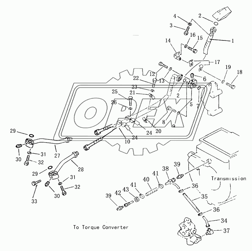 TORQUE CONVERTER AND OIL COOLER PIPING