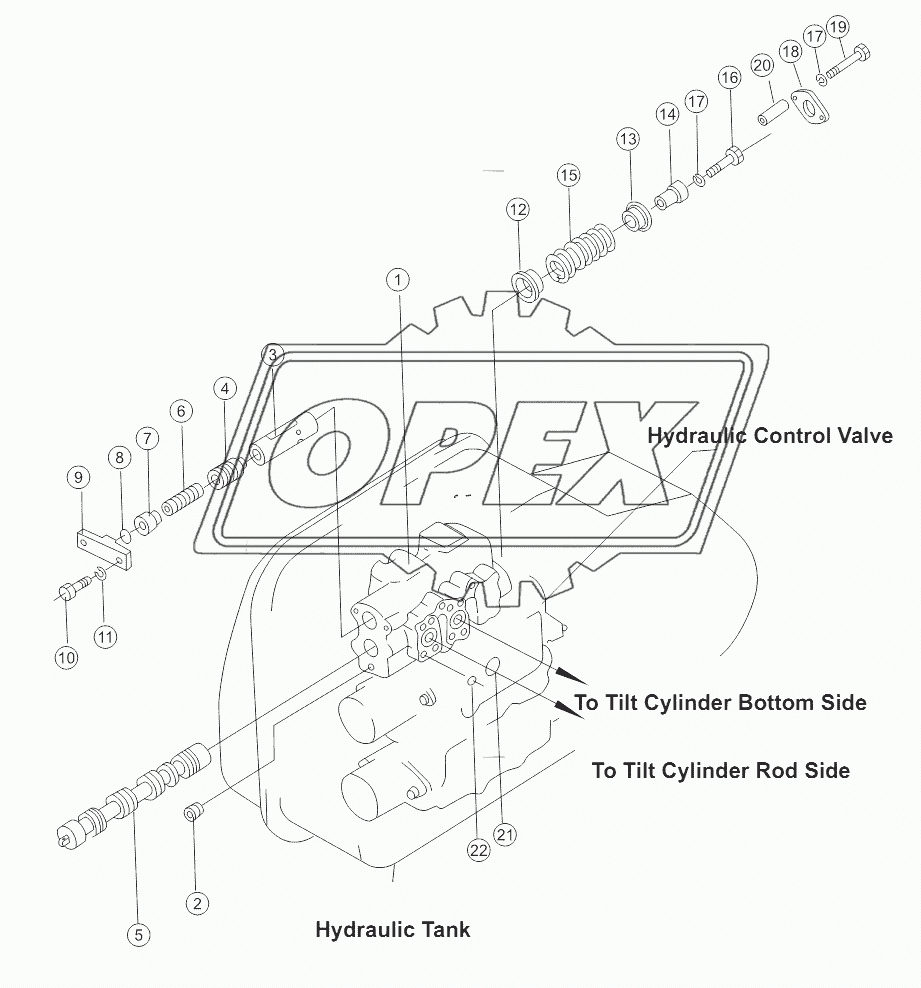 TILT OIL CYLINDER CONTROL VALVE  ASSY