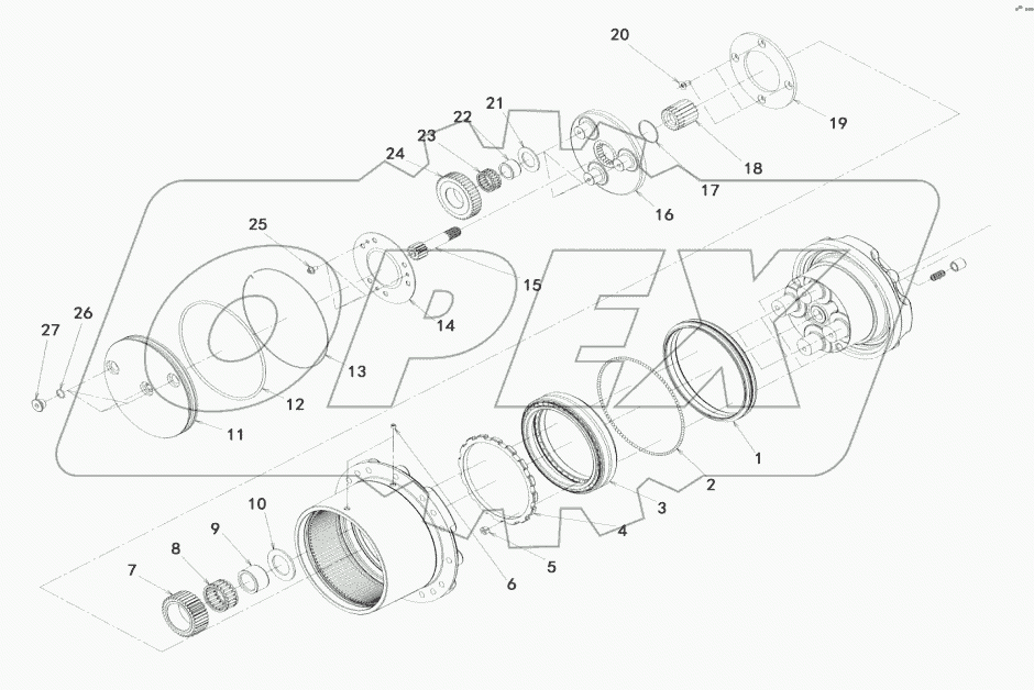  TRAVEL MOTOR AND REDUCTION GEAR ASSY