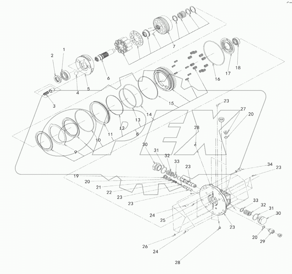  TRAVEL MOTOR AND REDUCTION GEAR ASSY