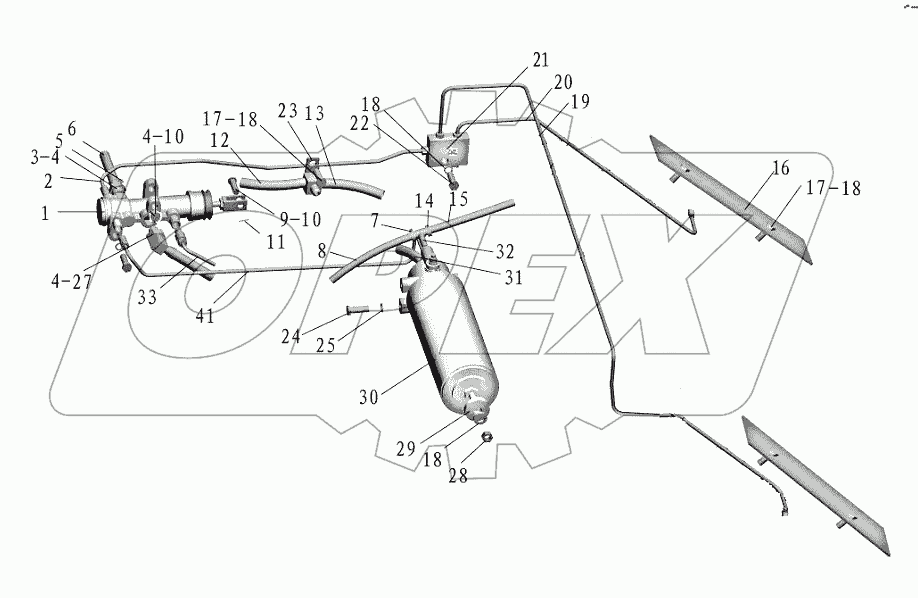 TRAVELING BRAKE PIPING SYSTEM