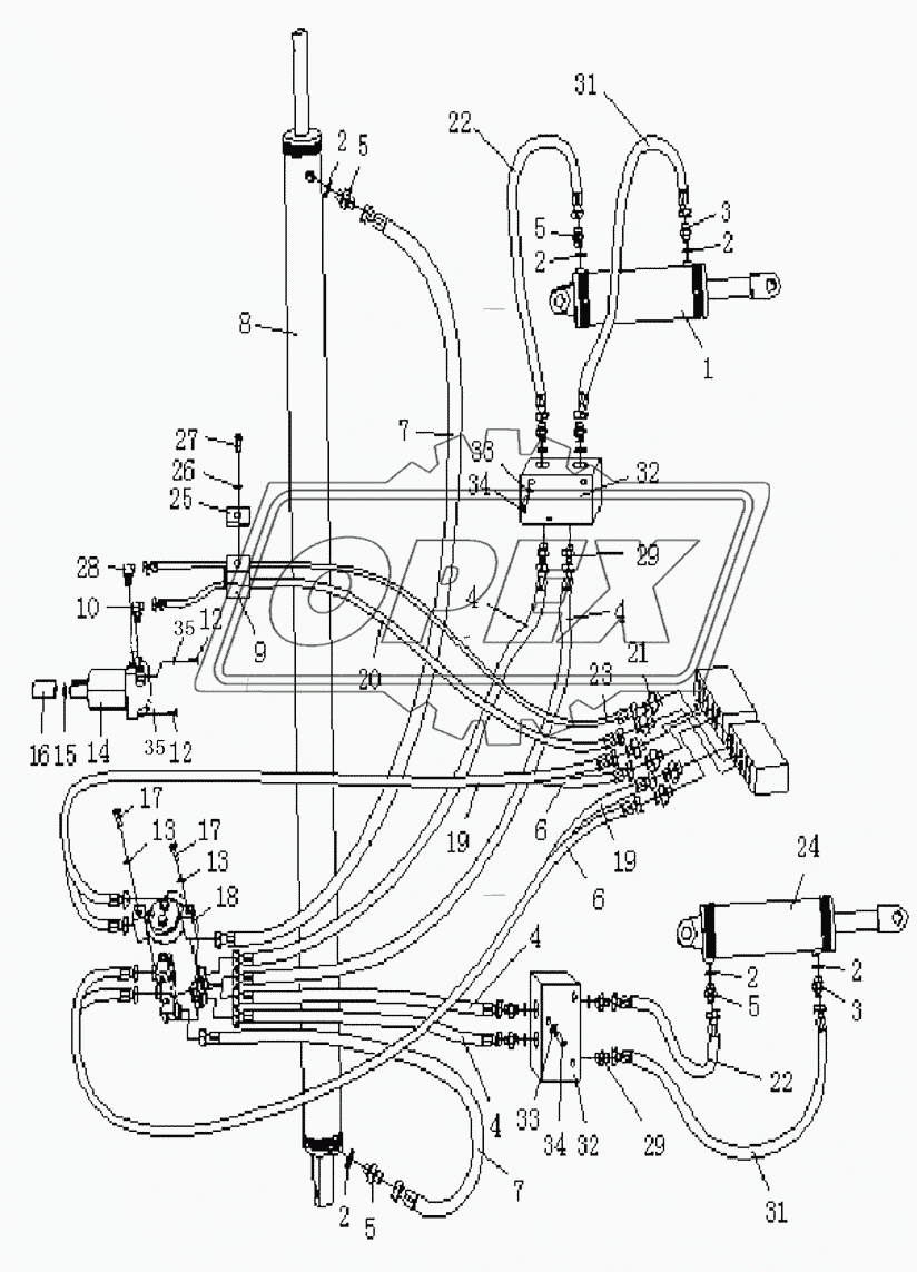 ROTARY AND TILT PIPING ASSY