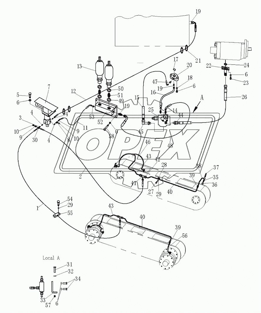 TRAVELING BRAKE PIPING SYSTEM