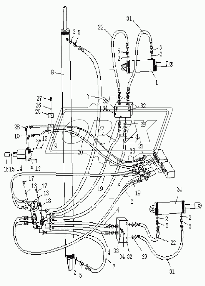 ROTARY AND TILT PIPING ASSY