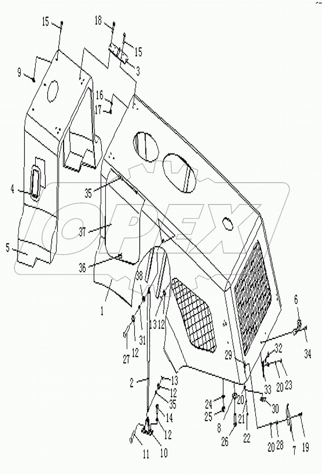 REAR HOOD ASSEMBLY - Weichai engine