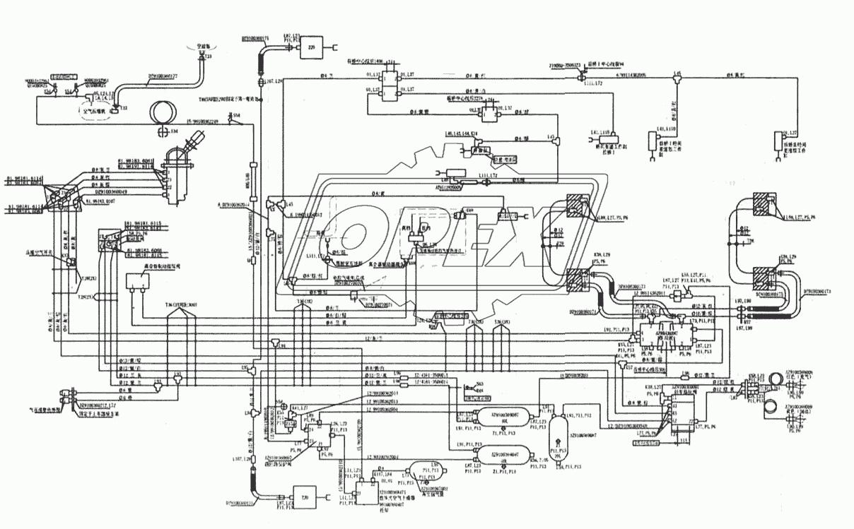 Схема тормозной системы для тягачей 6x4