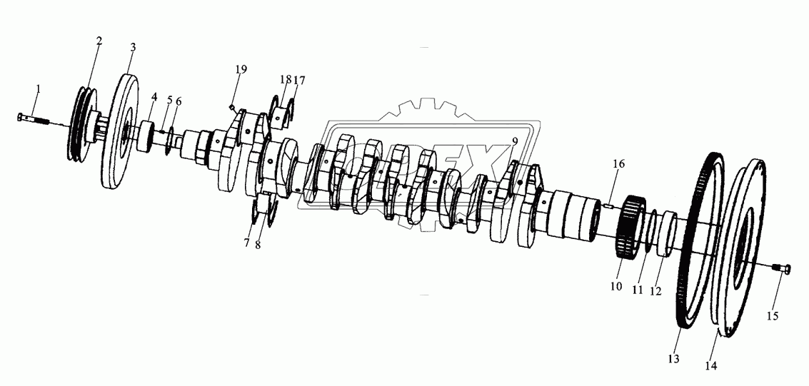 M3400-1005000 CRANKSHAFT AND FLYWHEEL