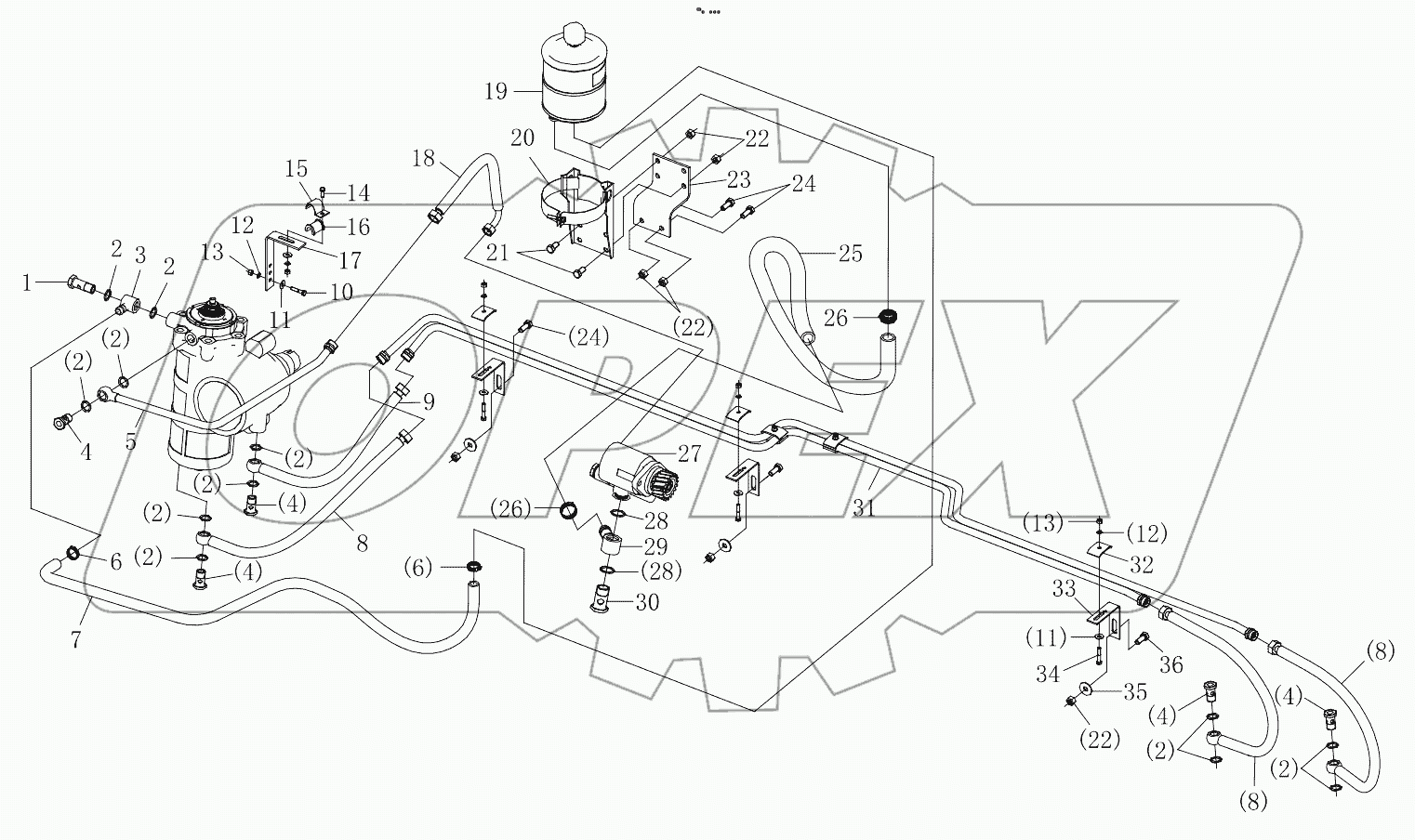  DOUBLE SHAFTS STEERING HYDRAULIC DEVICE
