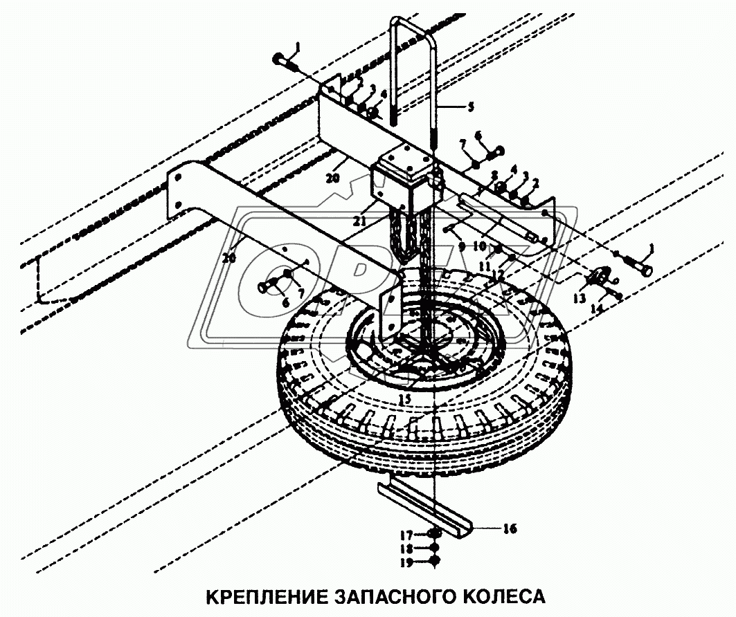 Крепление запасного колеса