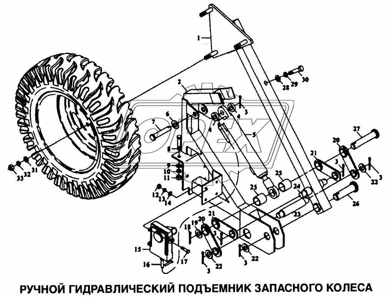 Подъемник запасного колеса ручной гидравлический